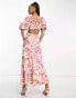 Фото #2 товара Forever New long sleeve maxi dress in leopard pink floral