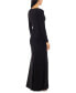 ფოტო #2 პროდუქტის Women's Long-Sleeve Draped Contrast-Slit Dress