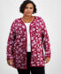 ფოტო #1 პროდუქტის JM Collection Plus Size Botanical-Print Open-Front Cardigan, Created for Macy's