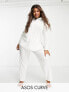 Фото #1 товара ASOS DESIGN Curve lounge plisse shirt & trouser set in white