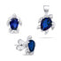Playful silver jewelry set with zircons Turtle SET233WB (earrings, pendant)