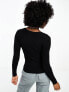 JDY ribbed round neck jumper in black