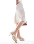 & Other Stories leather heeled mules with layered flower detail in off-white