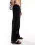 ADPT loose fit linen mix trousers in black