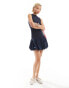 Glamorous knit high neck mini dress with bubble hem in navy Синий, 36 - фото #2