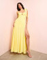 Фото #1 товара ASOS LUXE chiffon tie shoulder cut-out maxi dress in yellow