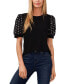 Фото #1 товара Women's Crew Neck Embroidered Puff-Sleeve Knit Top