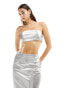 Фото #6 товара Kyo The Brand bandeau crop top co-ord in silver