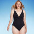 Фото #2 товара Women's Ribbed Triangle One Piece Swimsuit - Shade & Shore Black S