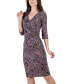 ფოტო #4 პროდუქტის Women's Print Knee Length Faux Wrap Dress