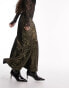 Topshop crushed velvet fishtail maxi skirt in gold