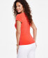 Фото #2 товара Women's Lace-Up Short-Sleeve Top, Created for Macy's