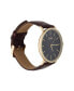 Men's Brown genuine leather Strap Watch 44mm
