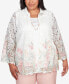 Фото #1 товара Plus Size English Garden Floral Border Lace Two in One Top with Necklace