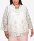 ფოტო #1 პროდუქტის Plus Size English Garden Floral Border Lace Two in One Top with Necklace