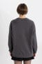 Фото #4 товара Oversize Fit Bisiklet Yaka Kalın Sweatshirt