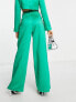 Extro & Vert super wide leg trousers in emerald satin co-ord Emerald Satin, US 12 - фото #3