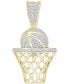 ფოტო #1 პროდუქტის Men's Diamond Basketball Hoop Pendant (1/5 ct. t.w.) in 10k Gold