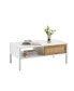 Фото #8 товара Modern white rattan coffee table with storage and metal legs