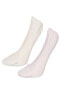 Kadın Lazer Kesim 2'li Microfiber Babet Çorap B6061axns