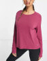 Nike Yoga Essentials dri fit long sleeve top in maroon lila, XS - фото #1