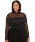 Фото #4 товара Plus Size Beaded Illusion Mock-Neck Midi Dress