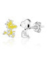 ფოტო #1 პროდუქტის Silver Plated Snoopy and Woodstock Mismatch Stud Earrings