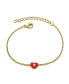 14k Yellow Gold Plated Adjustable Bracelet with Heart Charm and Red Enamel for Kids
