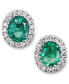 Фото #2 товара Emerald (5/8 ct. t.w.) & Diamond (1/10 ct. t.w.) Oval Halo Stud Earrings in 14k White Gold