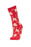 Kadın Yılbaşı Temalı Pamuklu 2'li Havlu Çorap