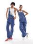 Фото #1 товара Lee unisex straight bib dungaree jeans in mid wash