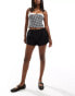 Фото #3 товара ASOS DESIGN poplin frill hem shorts in black