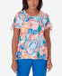 Women's Neptune Beach Whimsical Floral Top with Side Ties