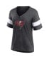Фото #3 товара Women's Heathered Charcoal, White Tampa Bay Buccaneers Distressed Team Tri-Blend V-Neck T-shirt