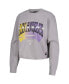 Women's Gray Distressed Los Angeles Lakers Band Cropped Long Sleeve T-shirt