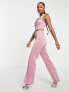 Фото #4 товара Jaded Rose Petite sheer wide leg trousers on pink sparkle co-ord