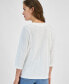 ფოტო #2 პროდუქტის Women's Cotton Lace-Up-Neck 3/4-Sleeve Top