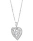 Lab Grown Diamond Double Heart Halo Pendant Necklace (1-1/4 ct. t.w.) in 14k White Gold, 16" +2" extender Белый, 18 inches - фото #3