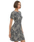 ფოტო #4 პროდუქტის Women's Printed Puff-Sleeve Sheath Dress