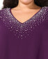 ფოტო #8 პროდუქტის Women's V-Neck Embellished Overlay Top