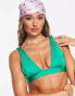 Фото #2 товара Free Society mix and match deep band triangle bikini top metallic green