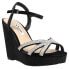 Фото #2 товара Nina Dion Rhinestone Platform Wedge Womens Black Dress Sandals DION-CV-BLKVEL