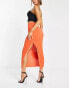 Фото #1 товара Pretty Lavish lightweight knit midi skirt co-ord in orange