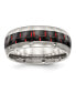 ფოტო #2 პროდუქტის Stainless Steel Black Red Fiber Inlay 8mm Band Ring