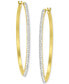ფოტო #1 პროდუქტის Crystal Pavé Polished Medium Hoop Earrings in 10k Gold, 1.57"