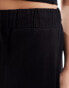 Stradivarius linen look super wide leg trouser in black