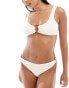 4th & Reckless ring front crinkle bikini top in cream