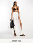 ASOS DESIGN Tall wide leg beach trousers with high splits in cream