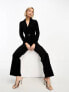 & Other Stories velvet wide leg jumpsuit in black 34 - фото #5