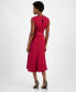 ფოტო #2 პროდუქტის Petite Pleated-Neck Sleeveless Tie-Waist Midi Dress